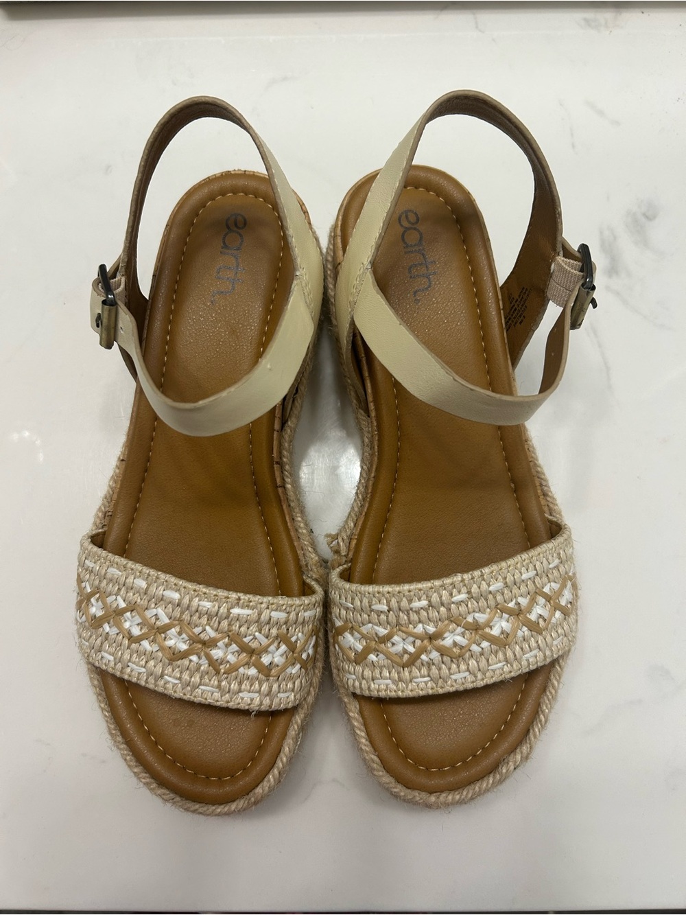 Earth Origins Neutral Braided Espadrille Slingback Sandals